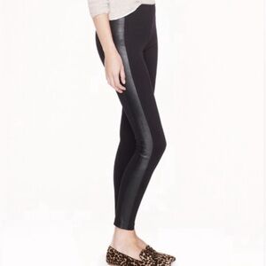 NWOT J. Crew Black Pixie Pants w/Black Leather Tuxedo Side Stripe High Waist 8P